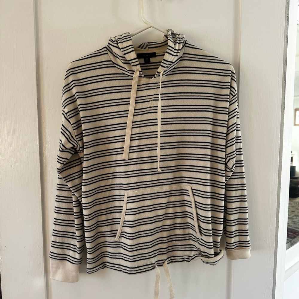 J.Crew Cream and Black Striped Pullover
